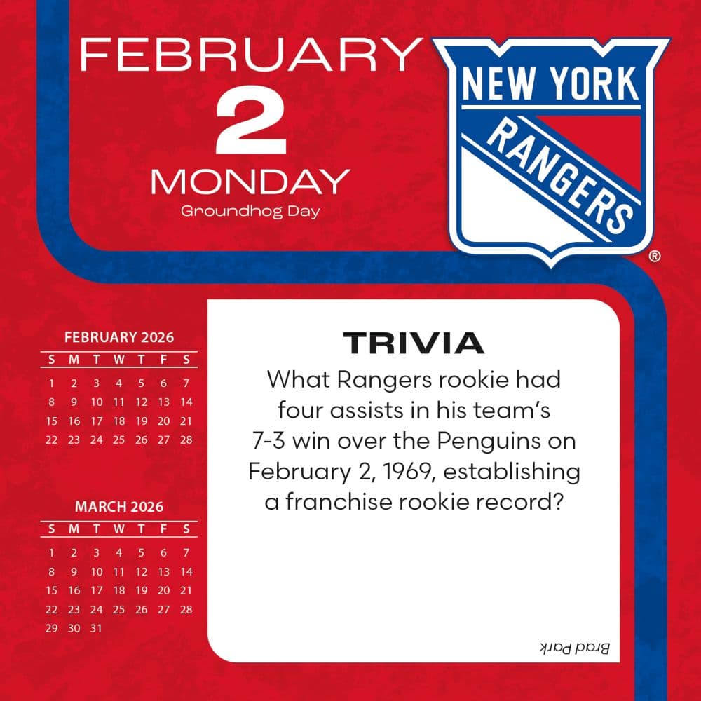 NHL New York Rangers 2026 Desk Calendar Third Alternate Image
