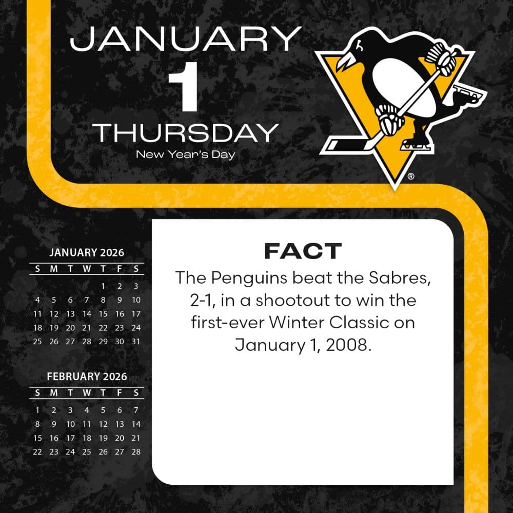 NHL Pittsburgh Penguins 2026 Desk Calendar Second Alternate Image