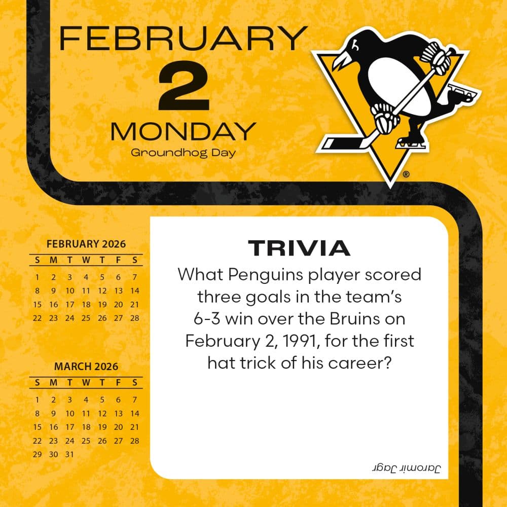 NHL Pittsburgh Penguins 2026 Desk Calendar Third Alternate Image