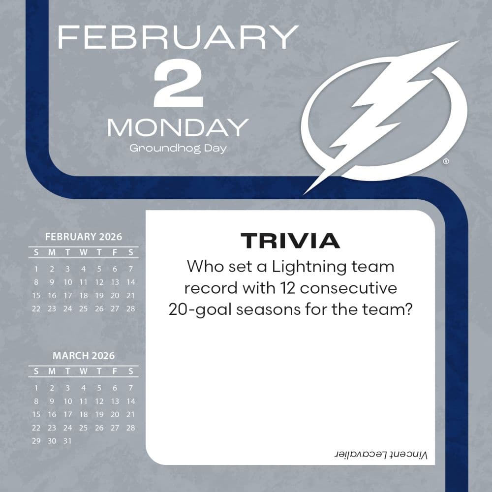 NHL Tampa Bay Lightning 2026 Desk Calendar Third Alternate Image