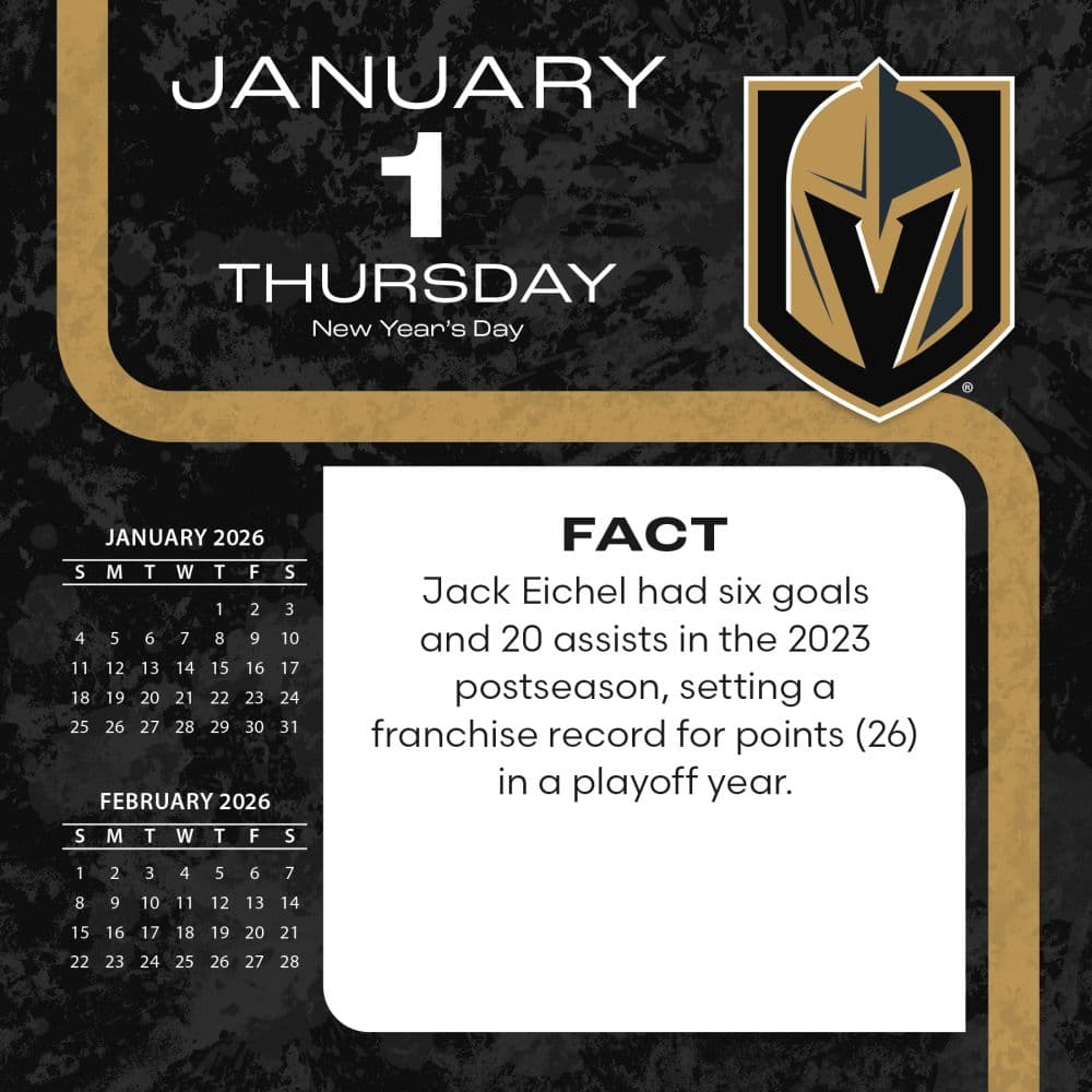 NHL Vegas Golden Knights 2026 Desk Calendar Second Alternate Image