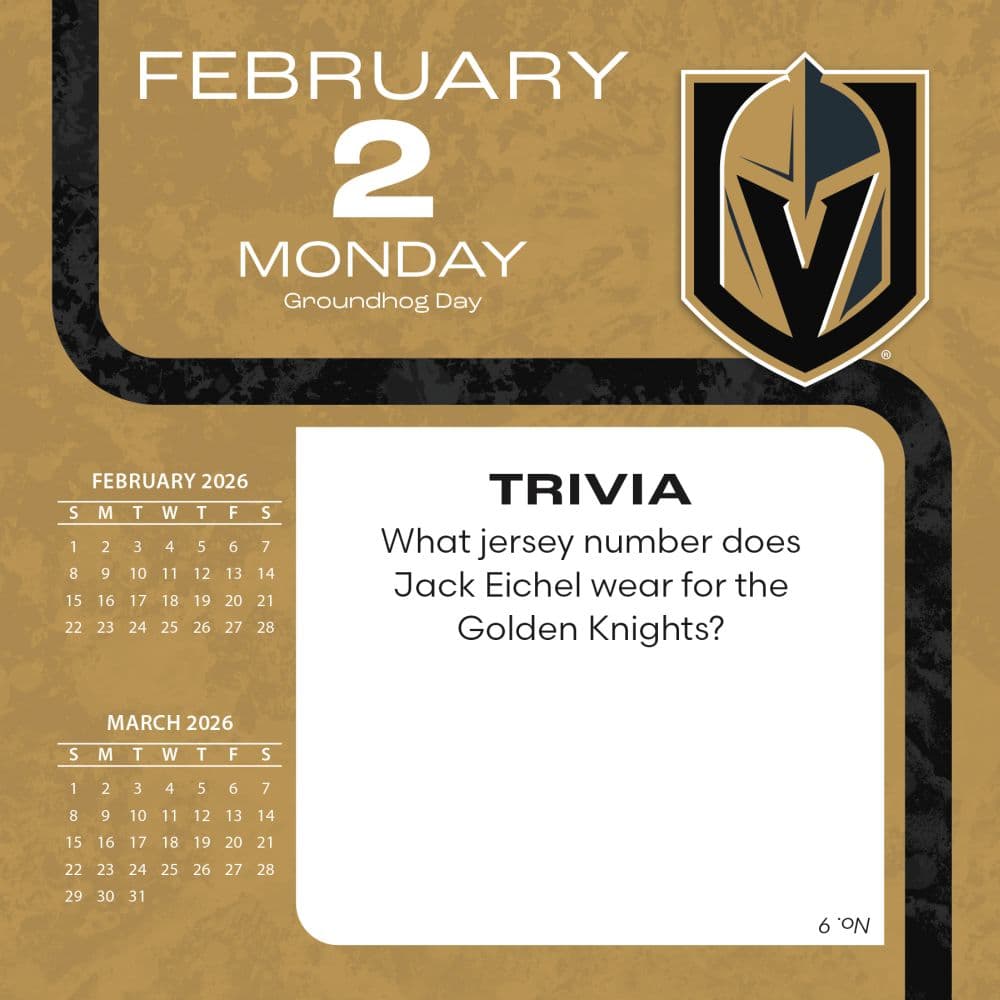 NHL Vegas Golden Knights 2026 Desk Calendar Third Alternate Image