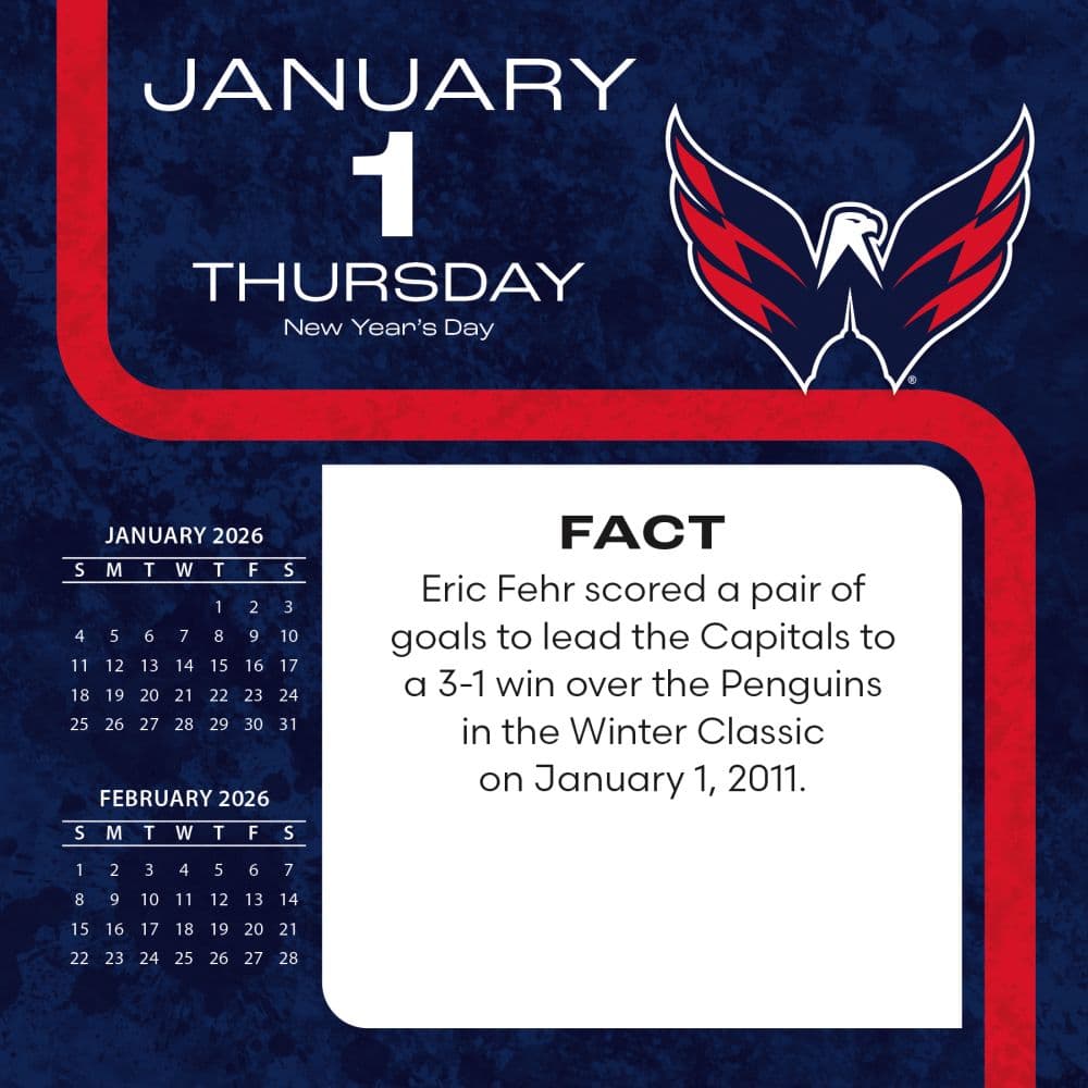 NHL Washington Capitals 2026 Desk Calendar Second Alternate Image