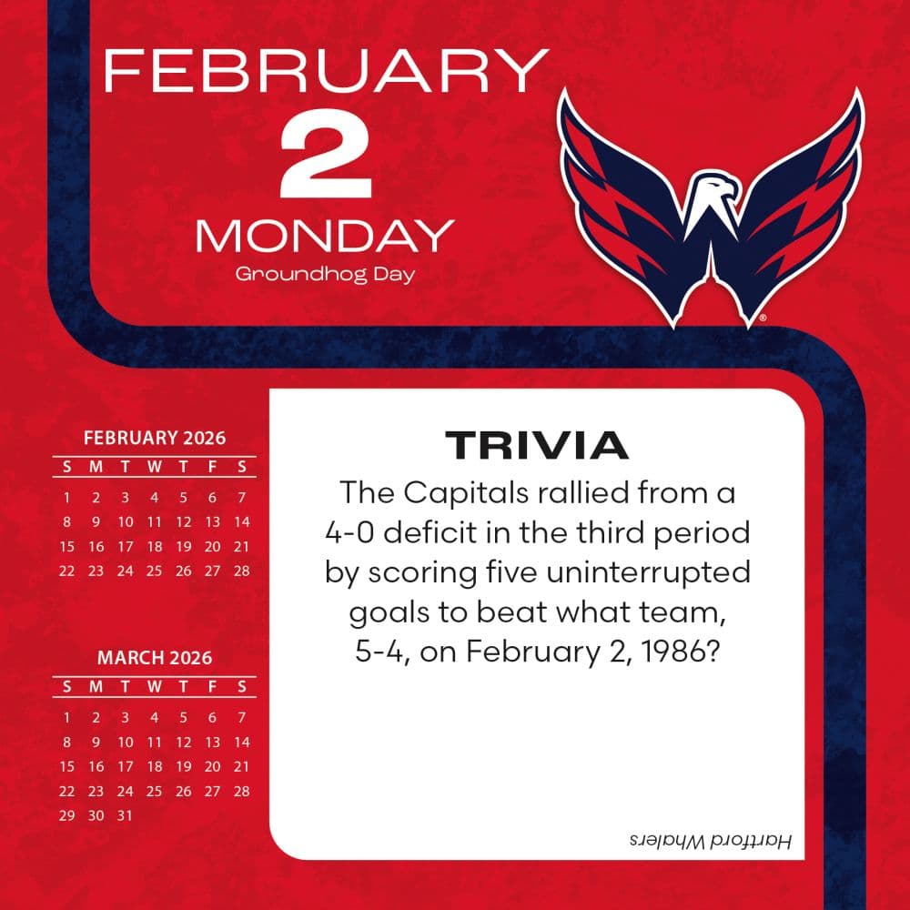 NHL Washington Capitals 2026 Desk Calendar Third Alternate Image