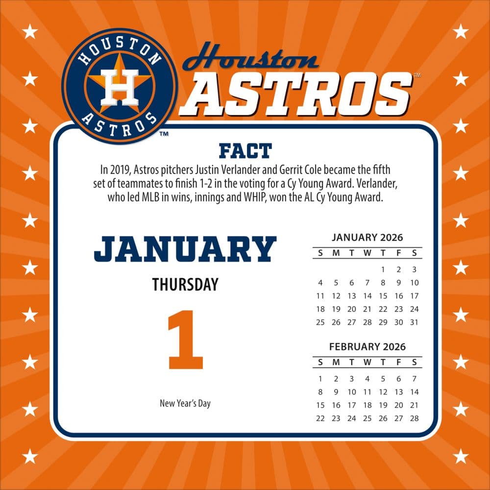 MLB Houston Astros 2026 Desk Calendar Second Alternate Image