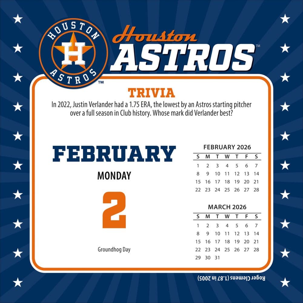 MLB Houston Astros 2026 Desk Calendar Third Alternate Image