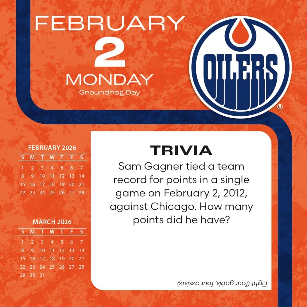 NHL Edmonton Oilers 2026 Desk Calendar Third Alternate Image