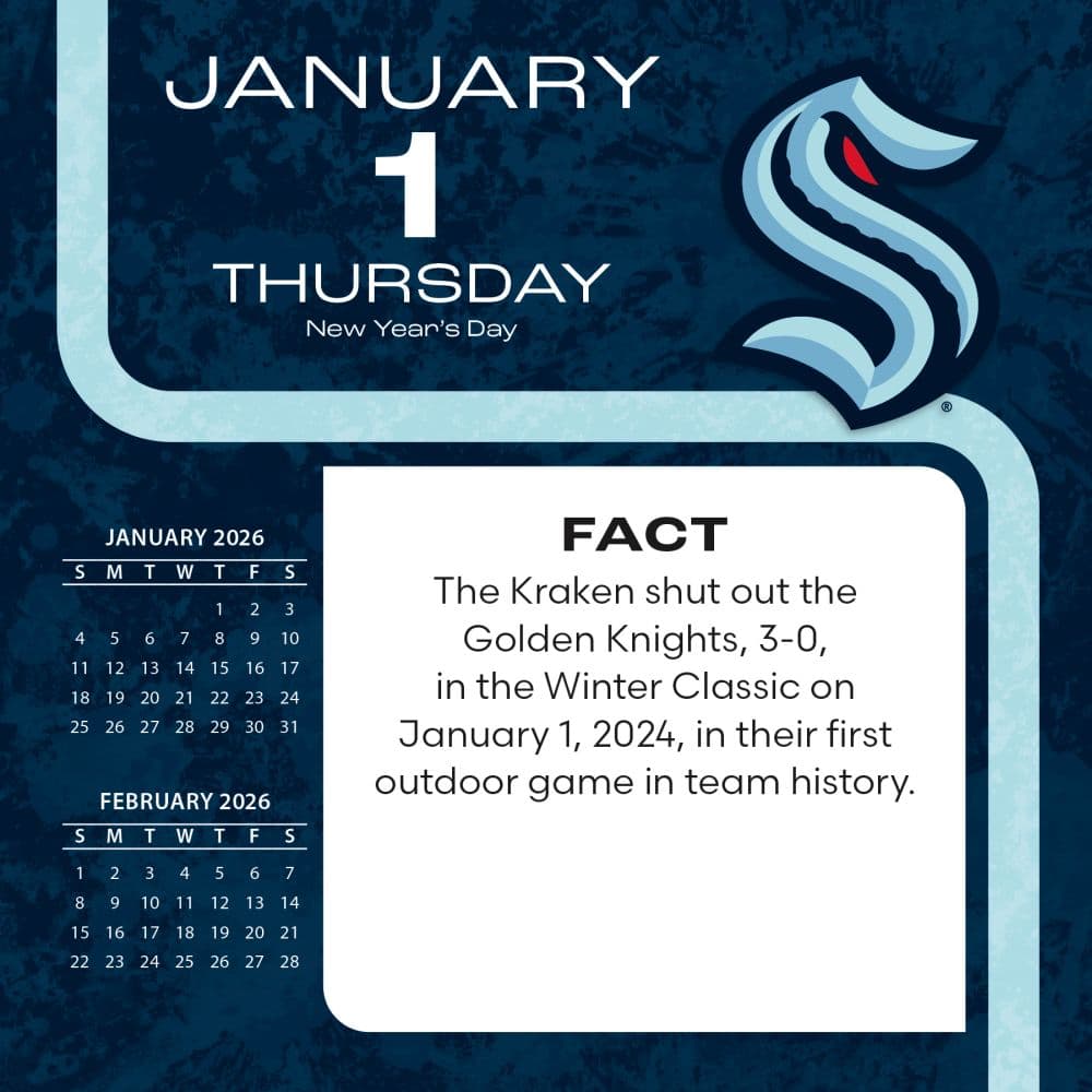 NHL Seattle Kraken 2026 Desk Calendar Second Alternate Image