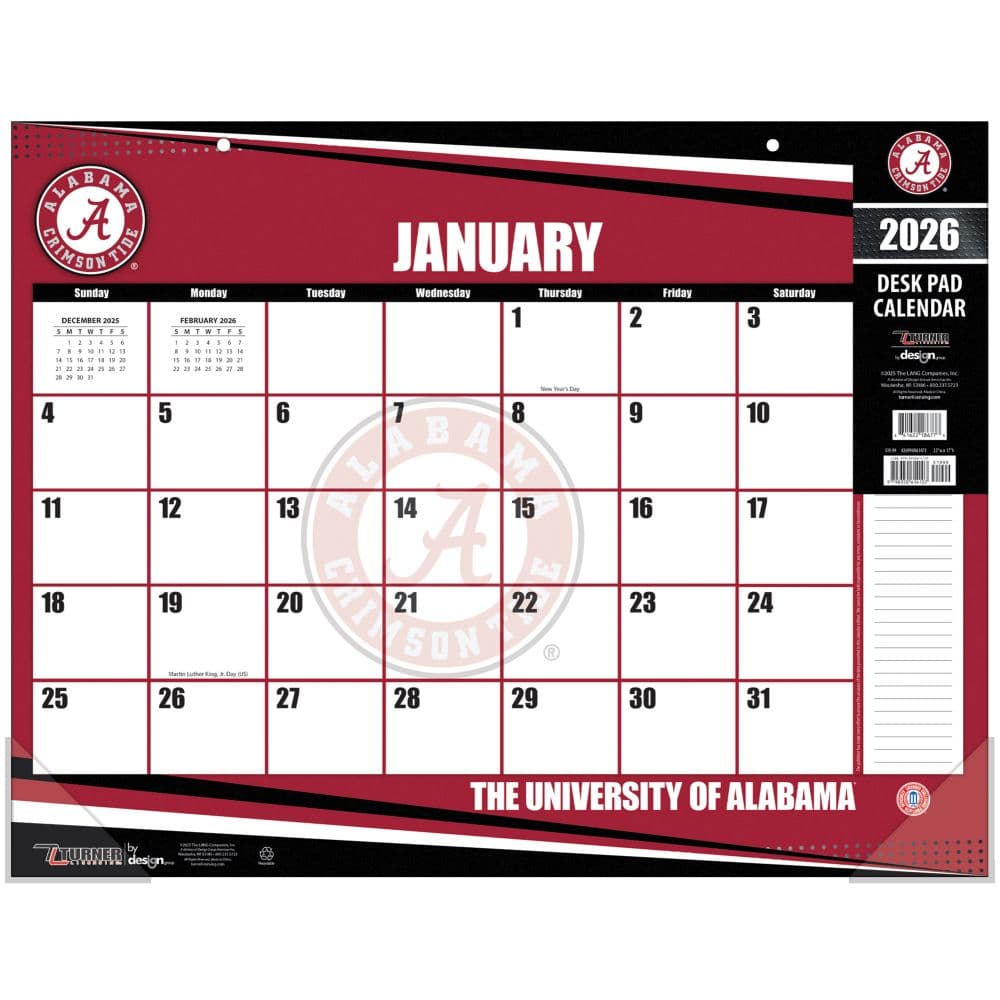 NCAA Alabama Crimson Tide 2026 Desk Calendar Main Product Image