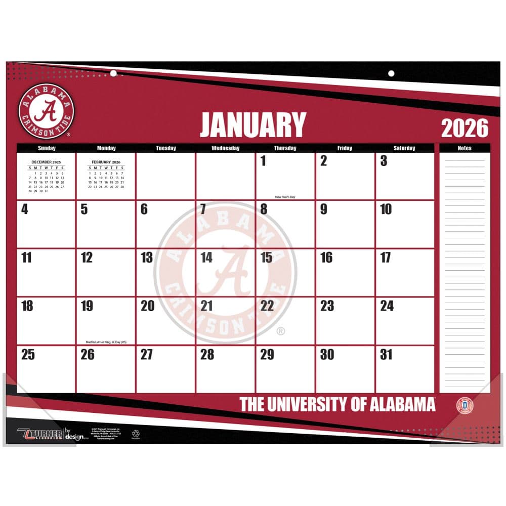 Alabama Crimson Tide 2026 Desk Pad - Calendars.com