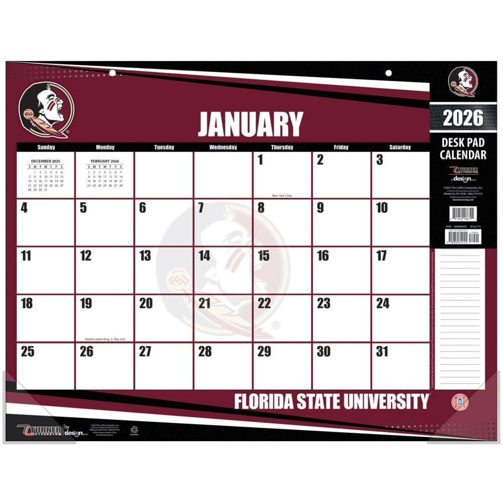 NCAA Florida State Seminoles 2026 Desk Calendar Main Product Image