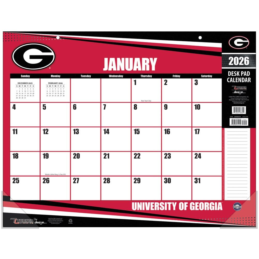 NCAA Georgia Bulldogs 2026 Desk Calendar Main Product Image