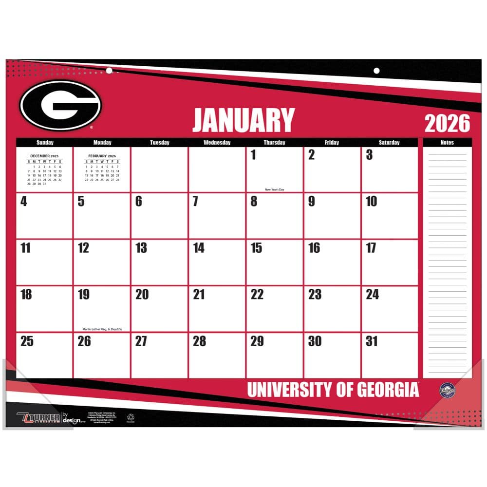 NCAA Georgia Bulldogs 2026 Desk Calendar First Alternate Image