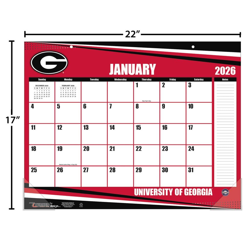 NCAA Georgia Bulldogs 2026 Desk Calendar Fourth Alternate Image