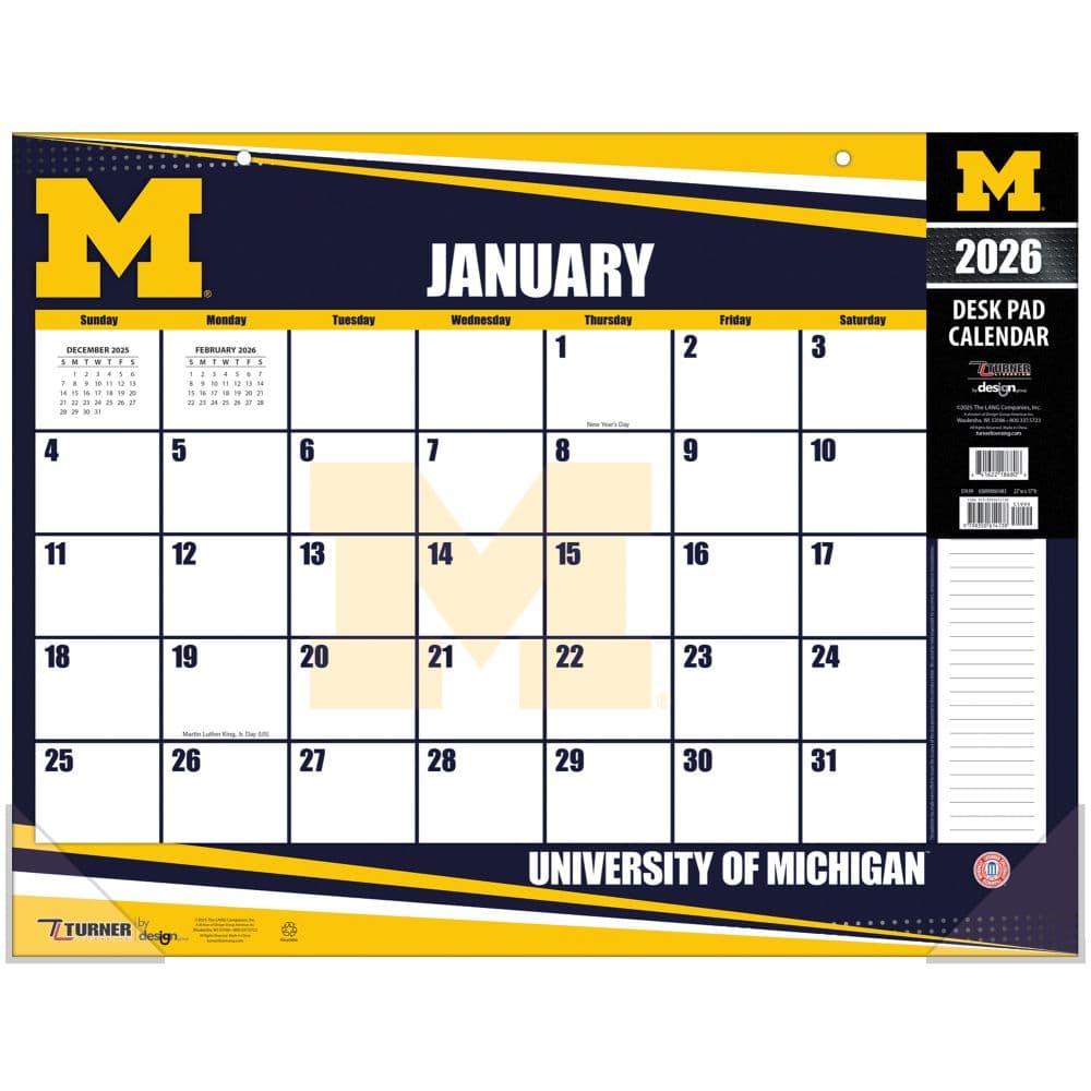 NCAA Michigan Wolverines 2026 Desk Calendar Main Product Image