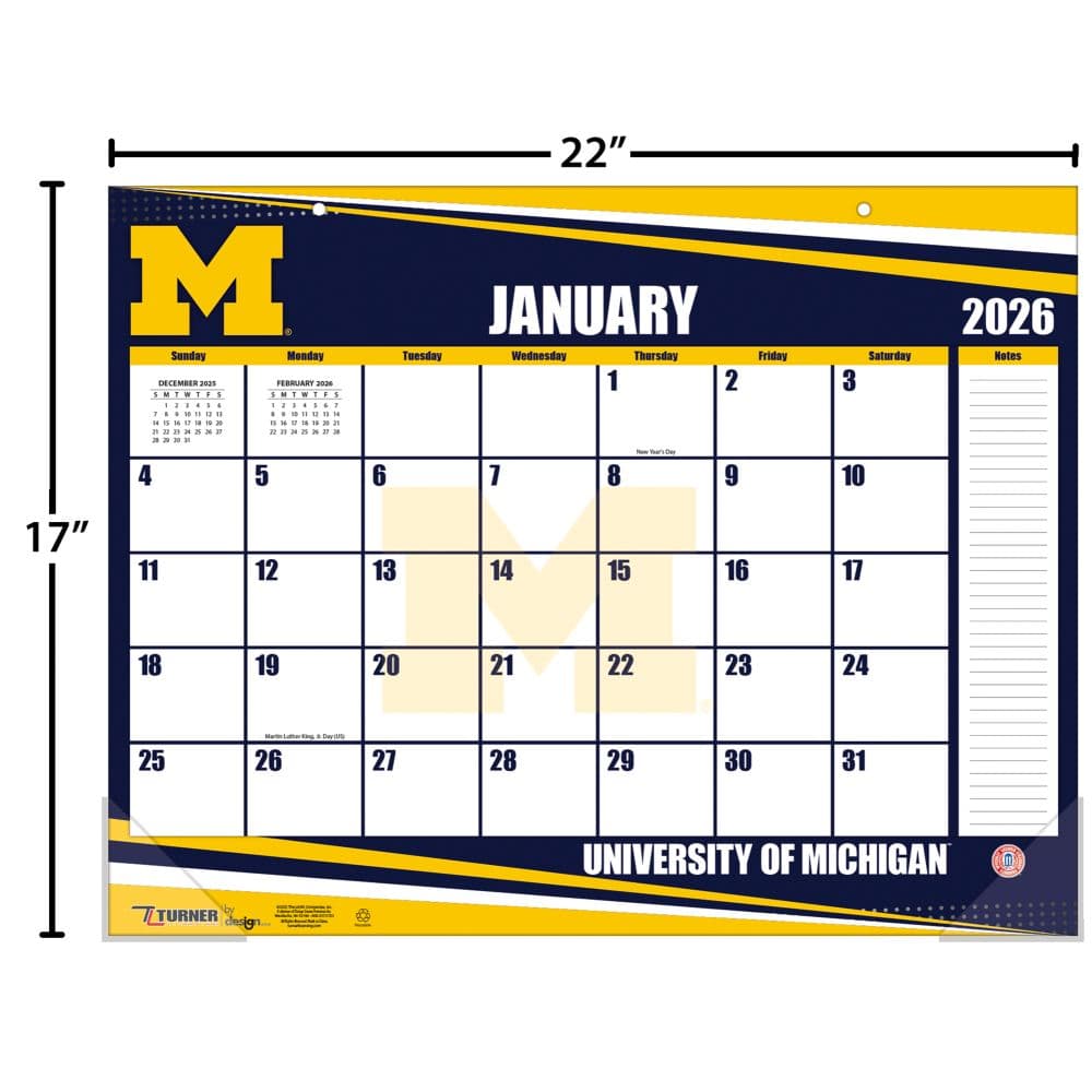 NCAA Michigan Wolverines 2026 Desk Calendar Fourth Alternate Image