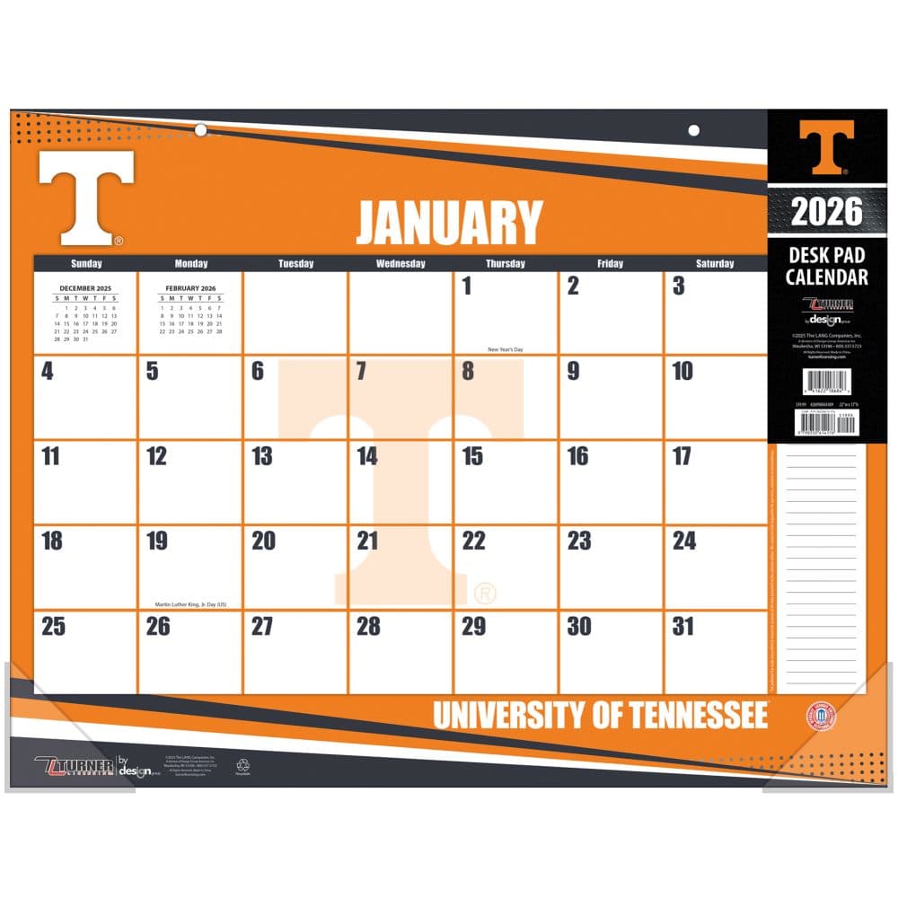 NCAA Tennessee Volunteers 2026 Desk Calendar Main Product Image