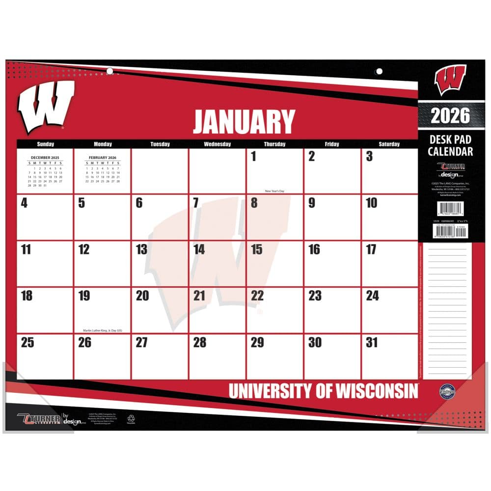 NCAA Wisconsin Badgers 2026 Desk Calendar Main Product Image
