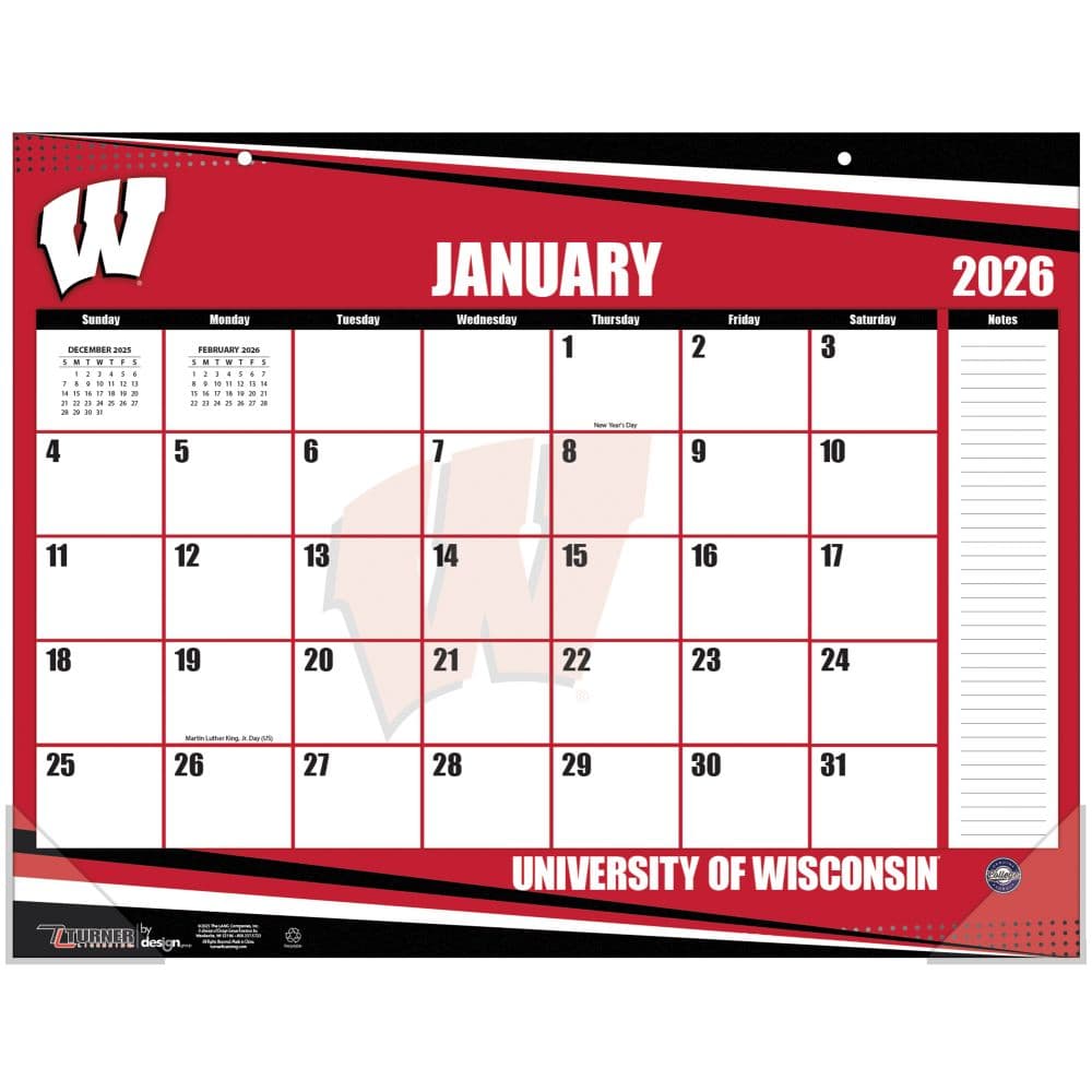 NCAA Wisconsin Badgers 2026 Desk Calendar First Alternate Image