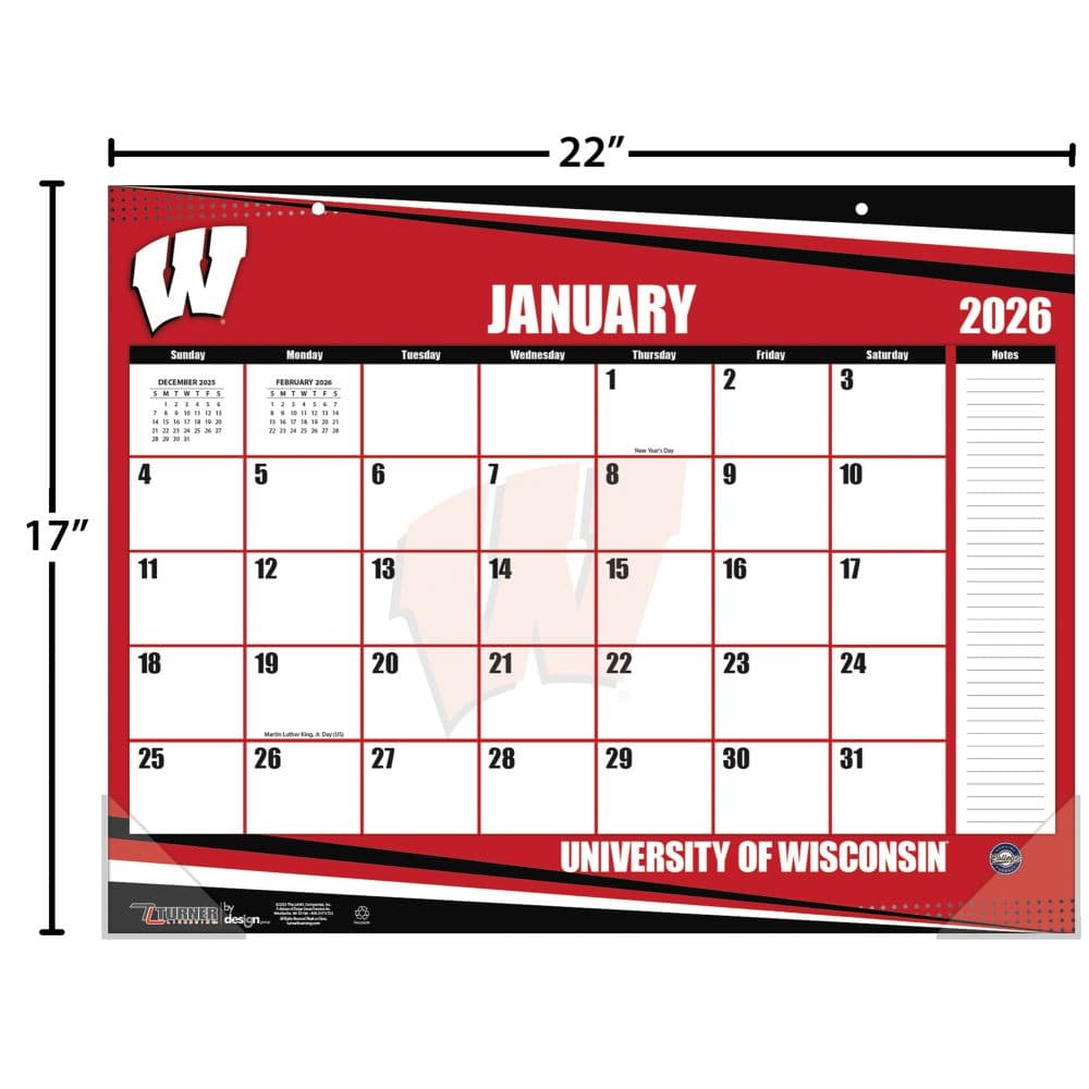 NCAA Wisconsin Badgers 2026 Desk Calendar Fourth Alternate Image
