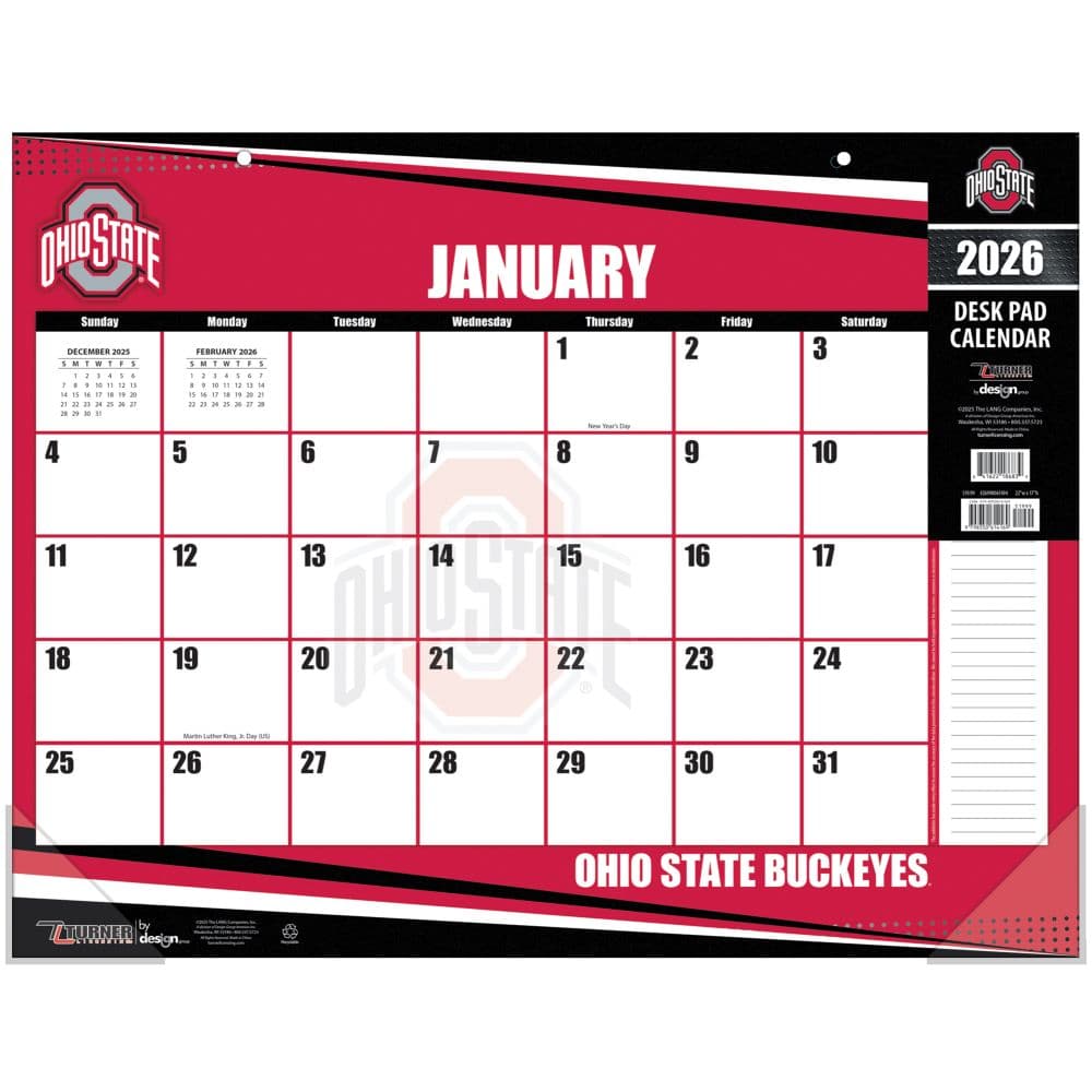 NCAA Ohio State Buckeyes 2026 Desk Calendar Main Product Image