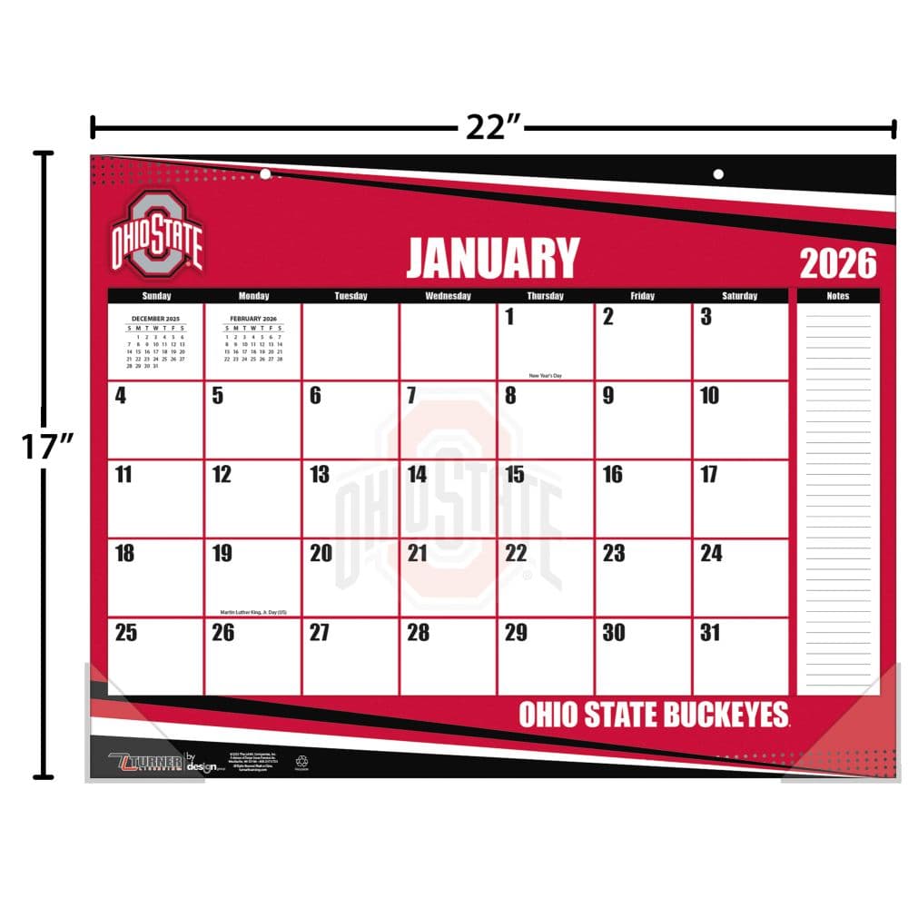 NCAA Ohio State Buckeyes 2026 Desk Calendar Fourth Alternate Image