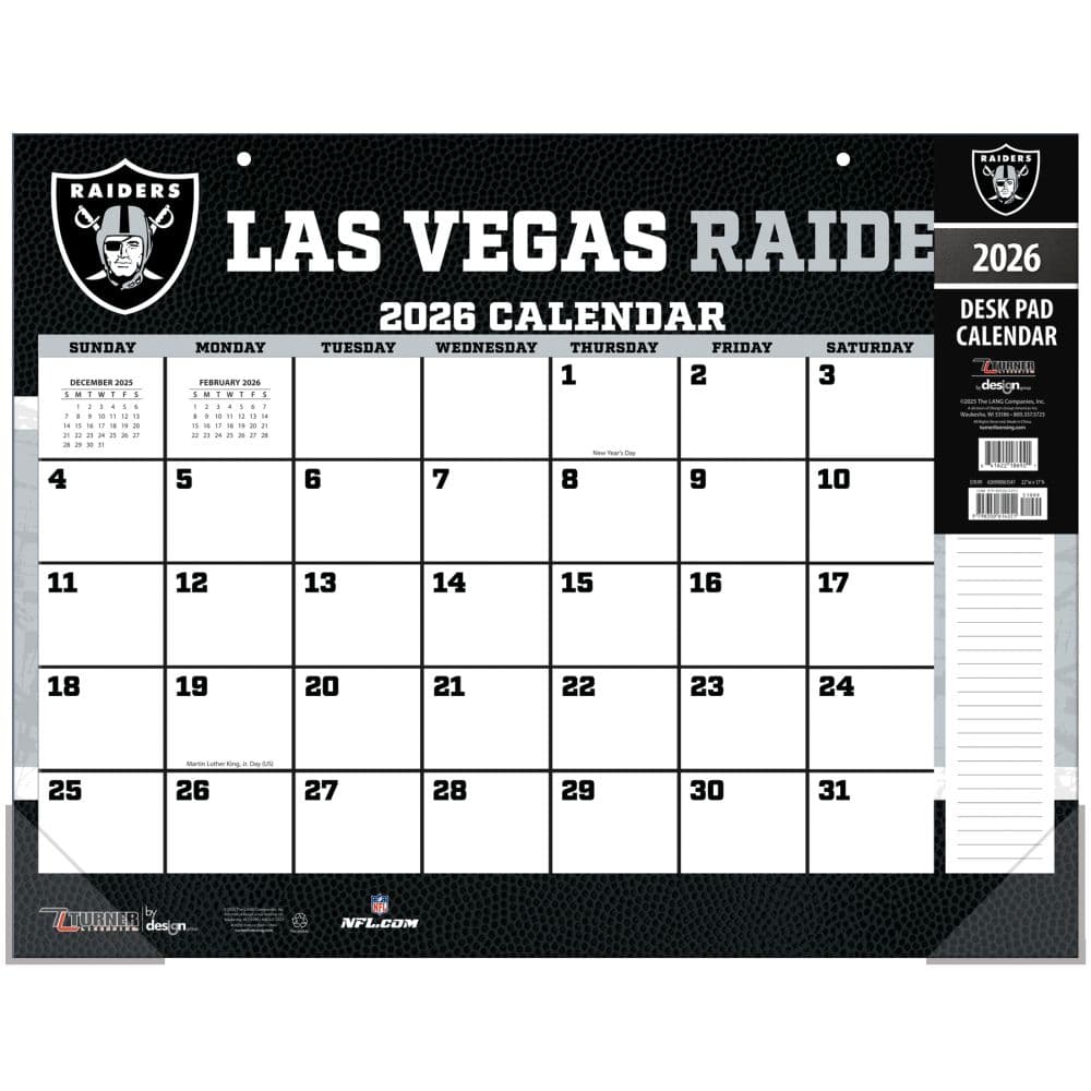 NFL Las Vegas Raiders 2026 Desk Calendar Main Product Image
