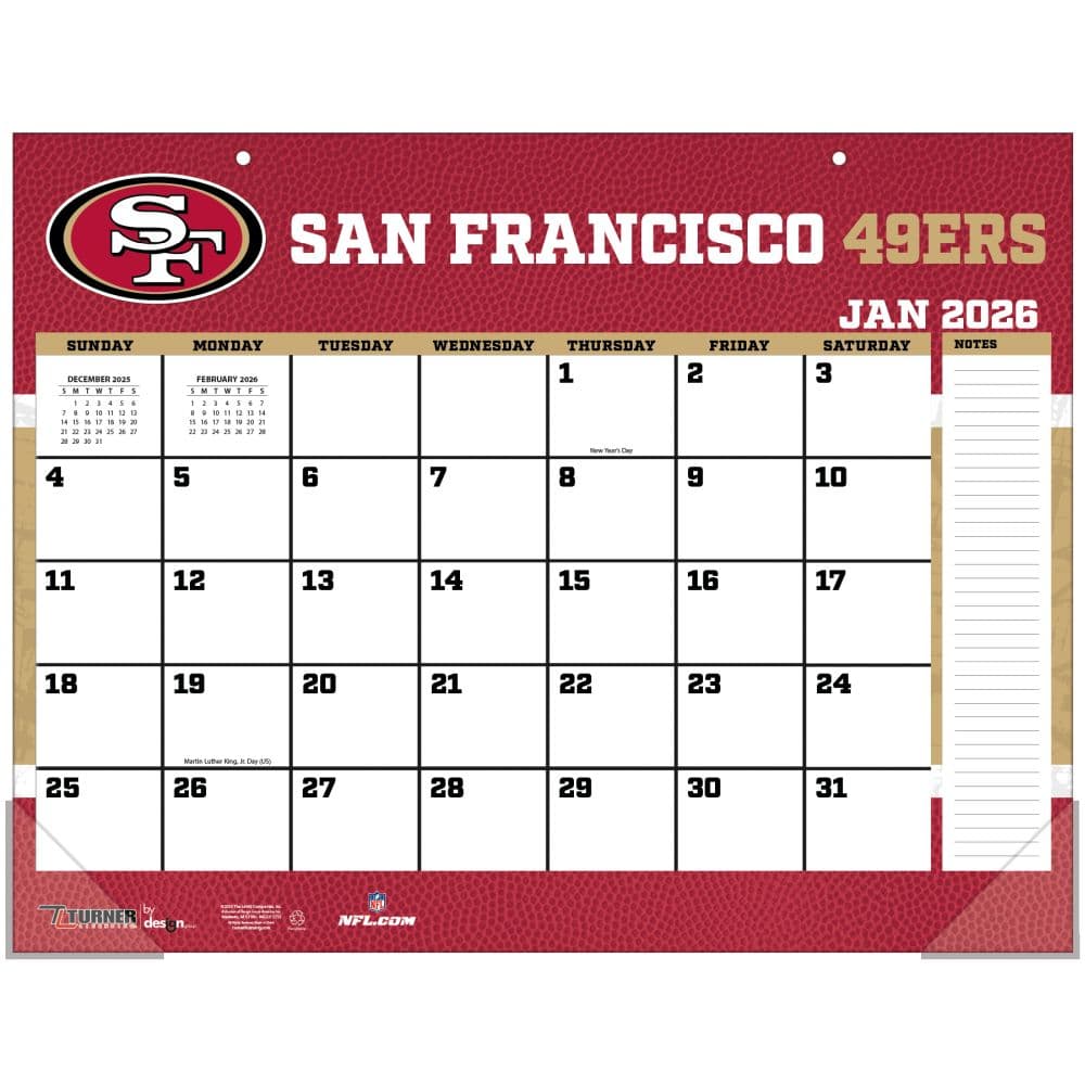 NFL San Francisco 49ers 2026 Desk Calendar First Alternate Image