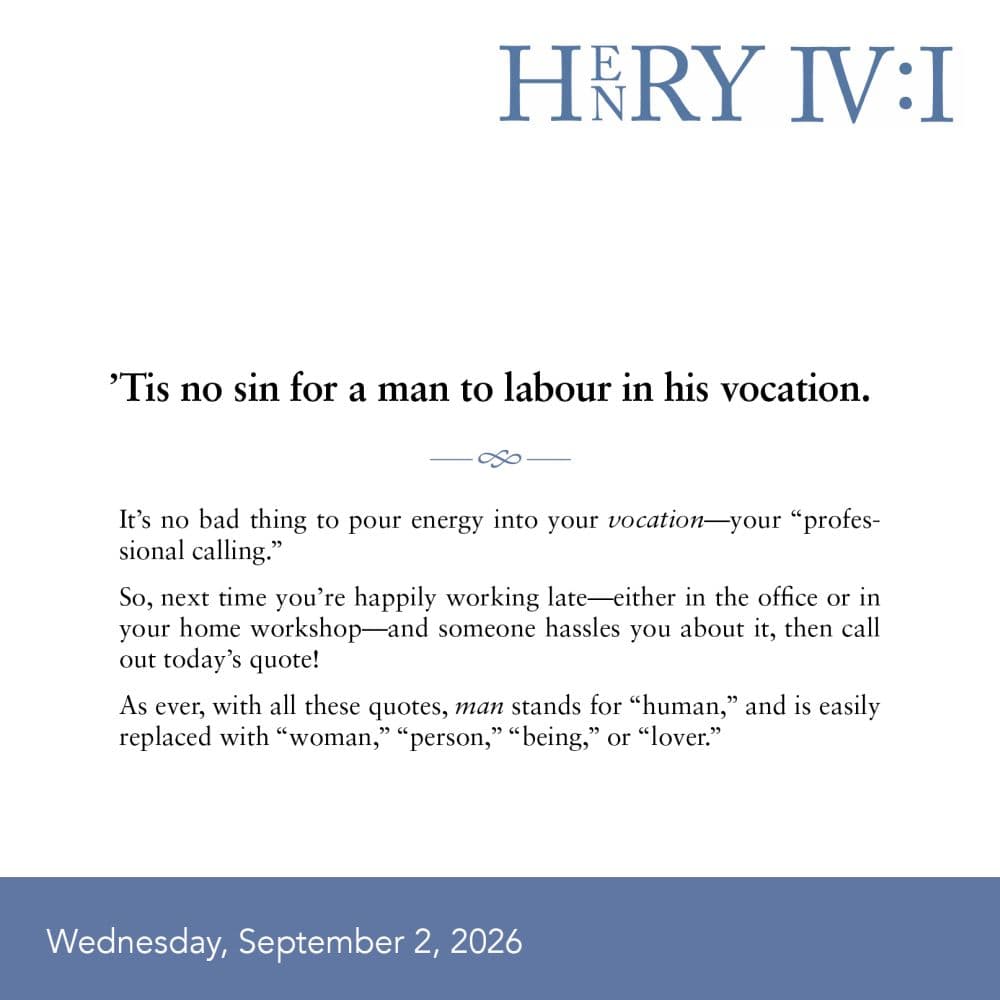 Everyday Shakespeare 2026 Desk Calendar Second Alternate Image
