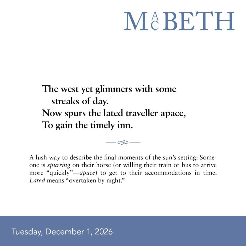 Everyday Shakespeare 2026 Desk Calendar Third Alternate Image