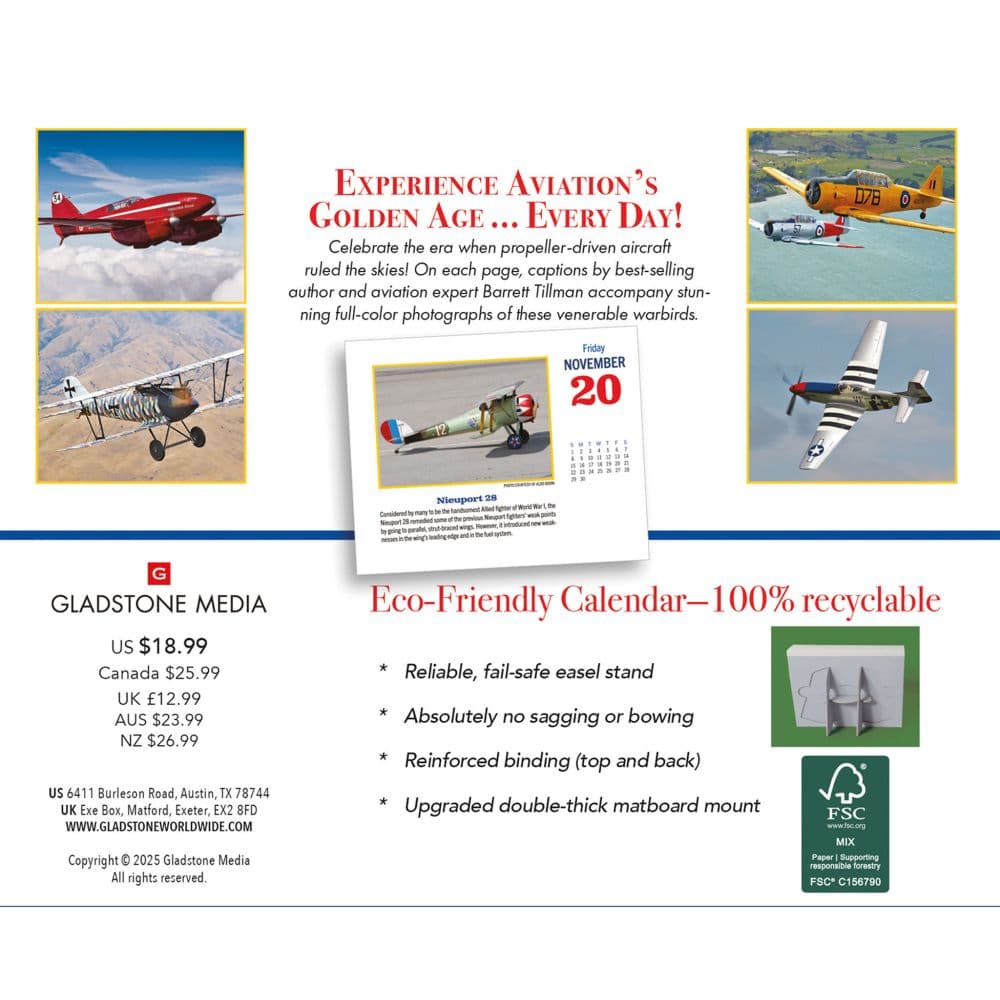 Gladstone Media, Golden Age of Flight 2023 デラックス壁掛けカレンダー Gladstone Media, Golden Age of Flight Wall Calendar 2024 :