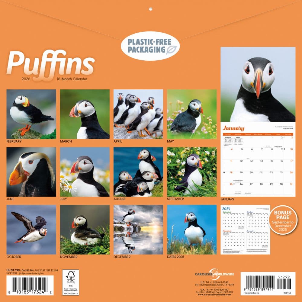 Puffins 2026 Wall Calendar First Alternate Image