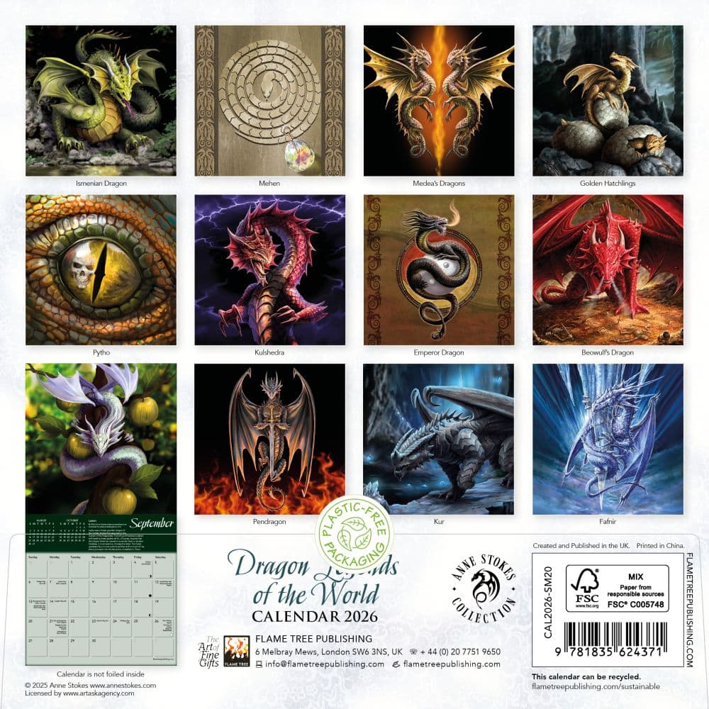 Dragon Legends of the World 2026 Mini Wall Calendar by Anne Stokes First Alternate Image
