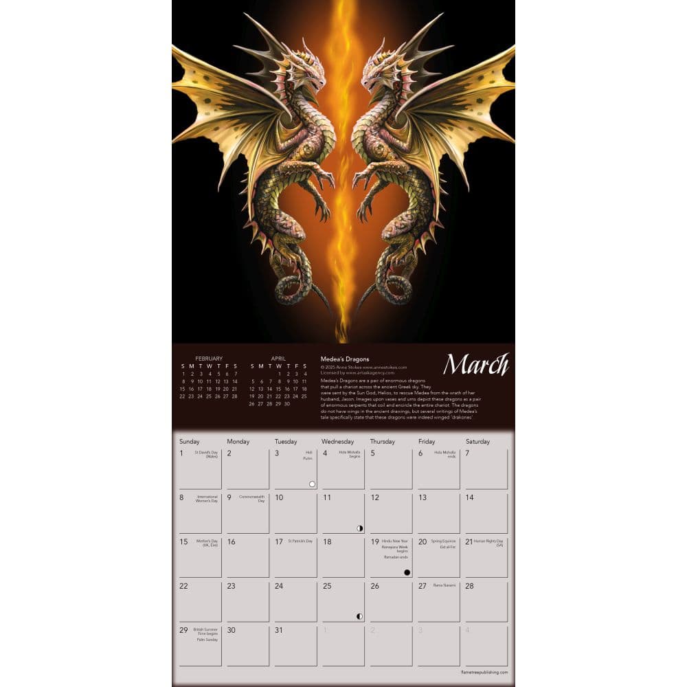 Dragon Legends of the World 2026 Mini Wall Calendar by Anne Stokes Second Alternate Image