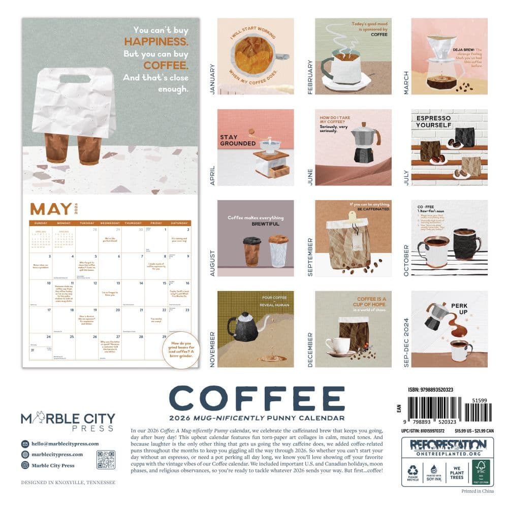 Coffee Mug-nificently Punny 2026 Wall Calendar - Calendars.com