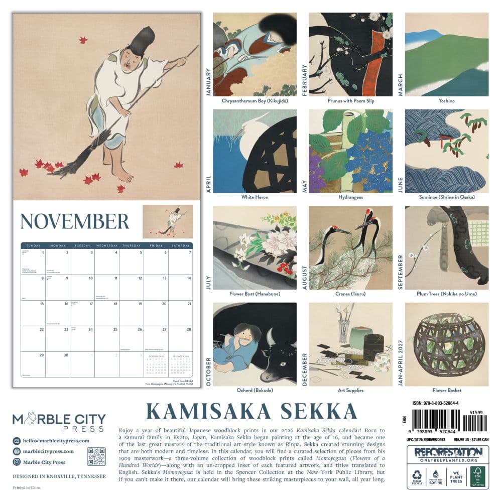 Kamisaka Sekka Vintage Japanese Art 2026 Wall Calendar - Calendars.com