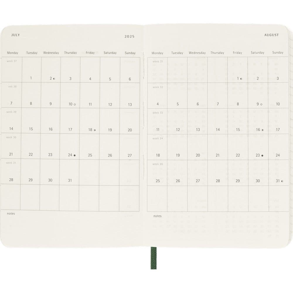 Moleskine Soft Cover Pocket Myrtle Green 12 Month Daily Planner Fifth Alternate Image