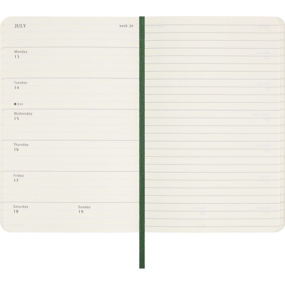 Moleskine Soft Cover Pocket Myrtle Green 12 Month 2026 Weekly Planner Fourth Alternate Image