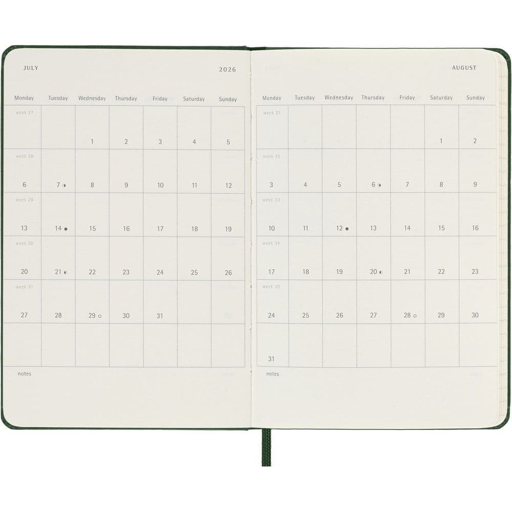 Moleskine Pocket Myrtle Green 2026 Weekly Planner Fifth Alternate Image