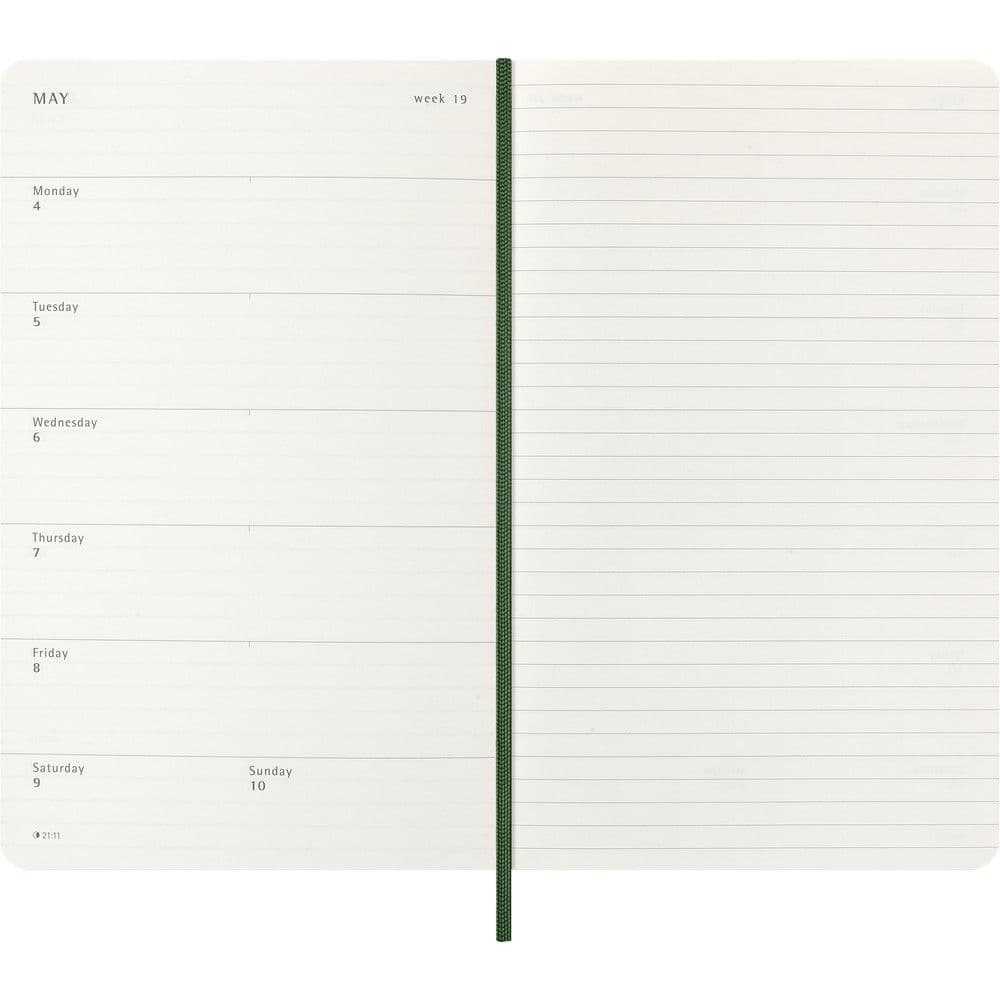 Moleskine Soft Cover Large Myrtle Green 12 Month 2026 Weekly Planner Fourth Alternate Image