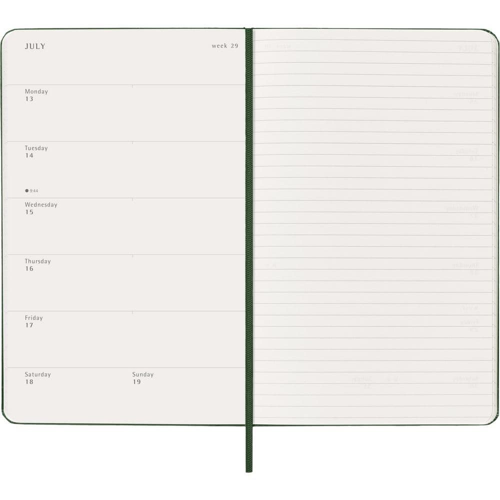 Moleskine Large Myrtle Green 12 Month 2026 Weekly Planner Fourth Alternate Image