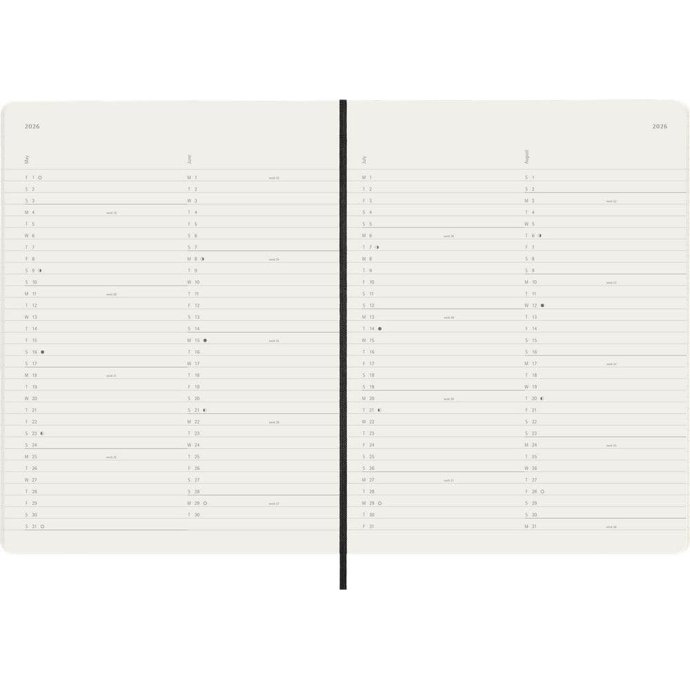 Moleskine Monthly Extra Large Black Soft Cover 12 Month 2026 Planner Fourth Alternate Image