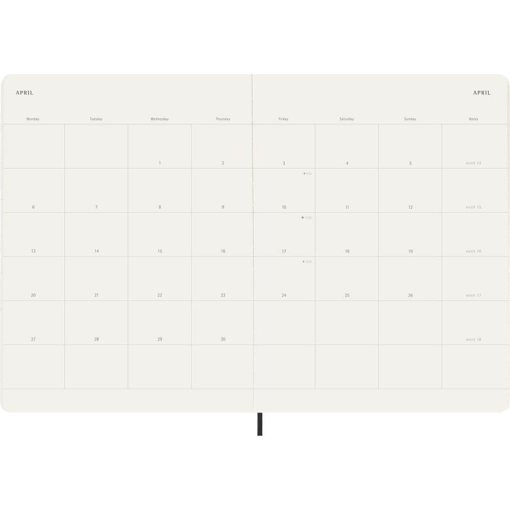Moleskine Monthly Extra Large Black Soft Cover 12 Month 2026 Planner Fifth Alternate Image