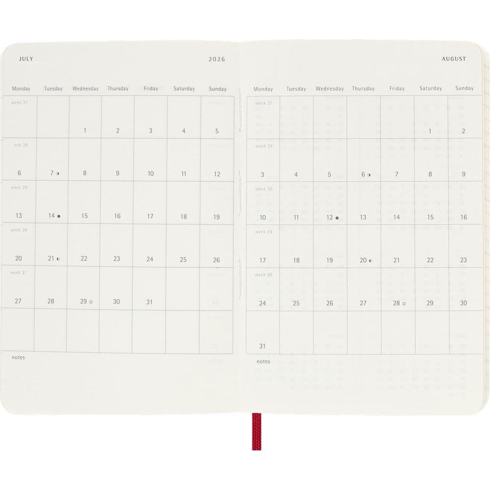 Moleskine Pocket Red Weekly Soft Cover 12 Month 2026 Planner Fifth Alternate Image