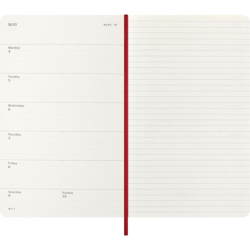 Moleskine Large Red Weekly Soft Cover 12 Month 2026 Planner Fourth Alternate Image