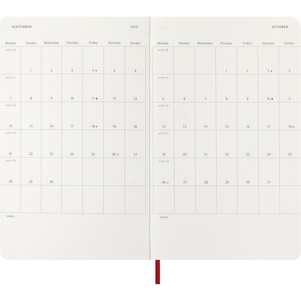 Moleskine Large Red Daily Soft Cover 12 Month 2026 Planner Fifth Alternate Image