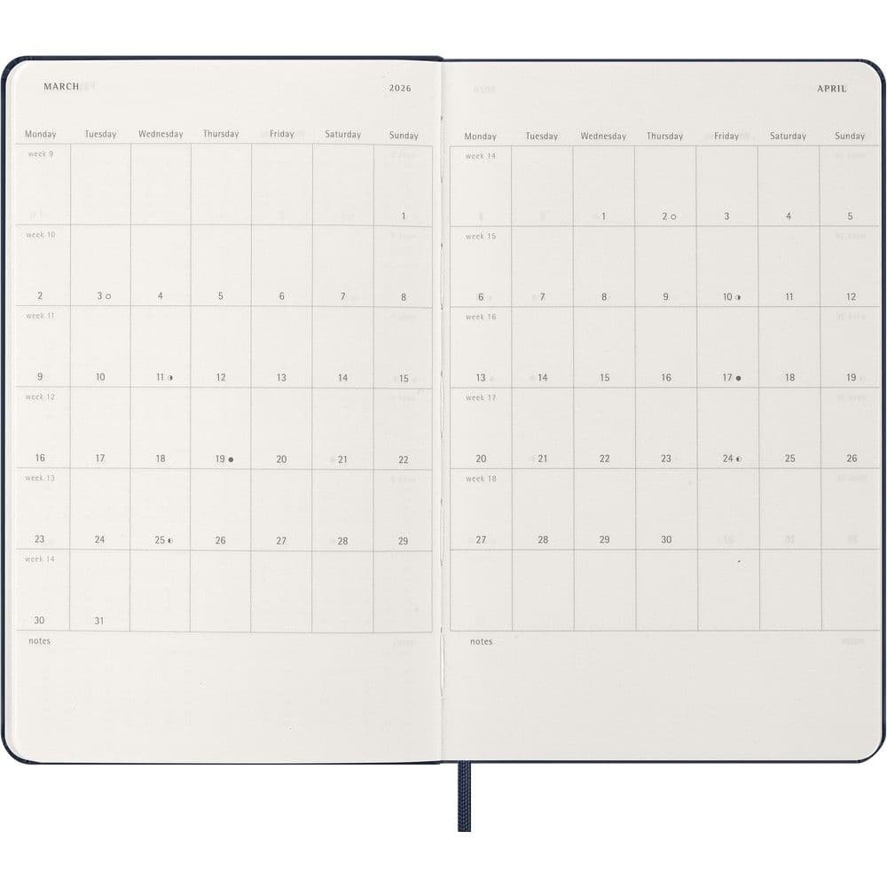 Moleskine Large Blue Daily Hard Cover 12 Month 2026 Planner Sixth Alternate Image