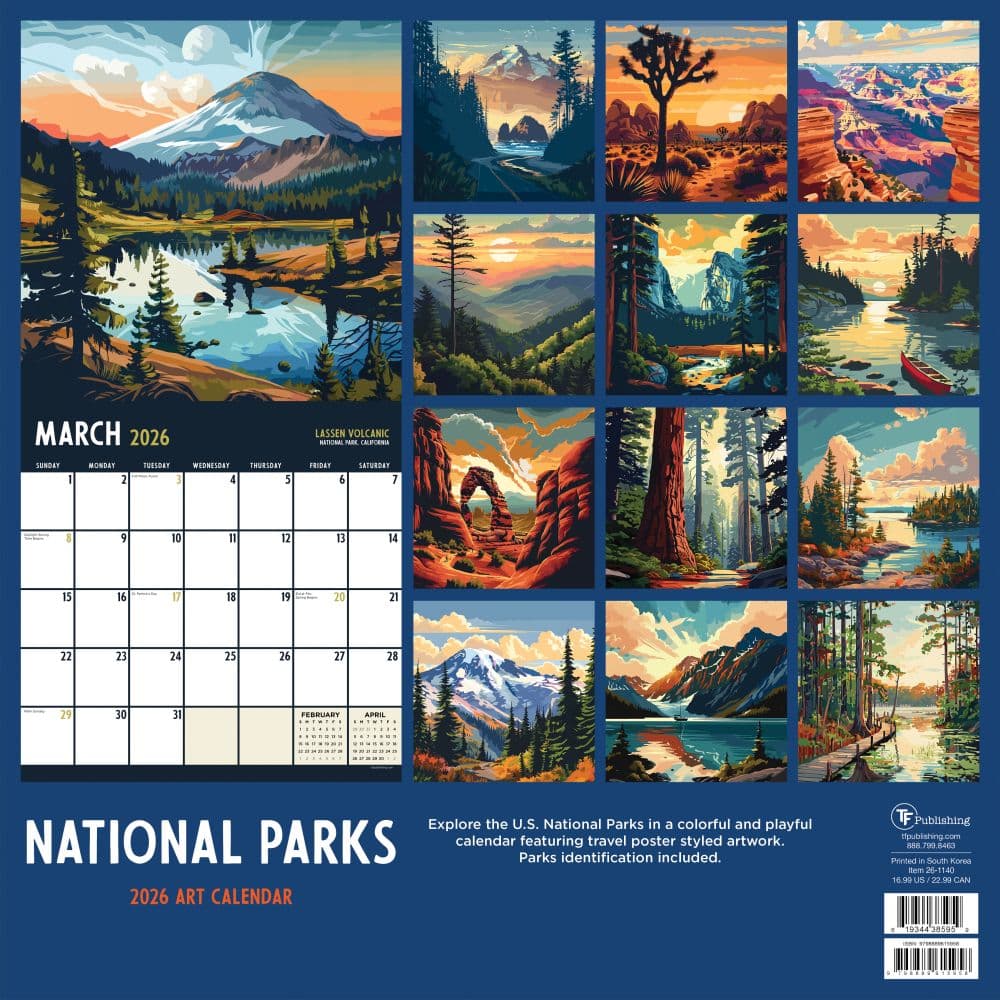 National Parks Art 2026 Wall Calendar First Alternate Image