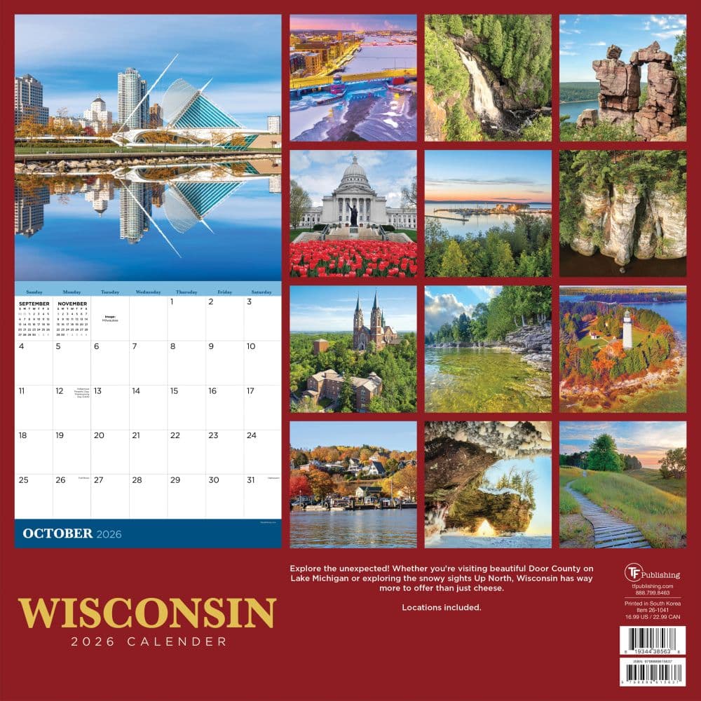 Wisconsin 2026 Wall Calendar First Alternate Image