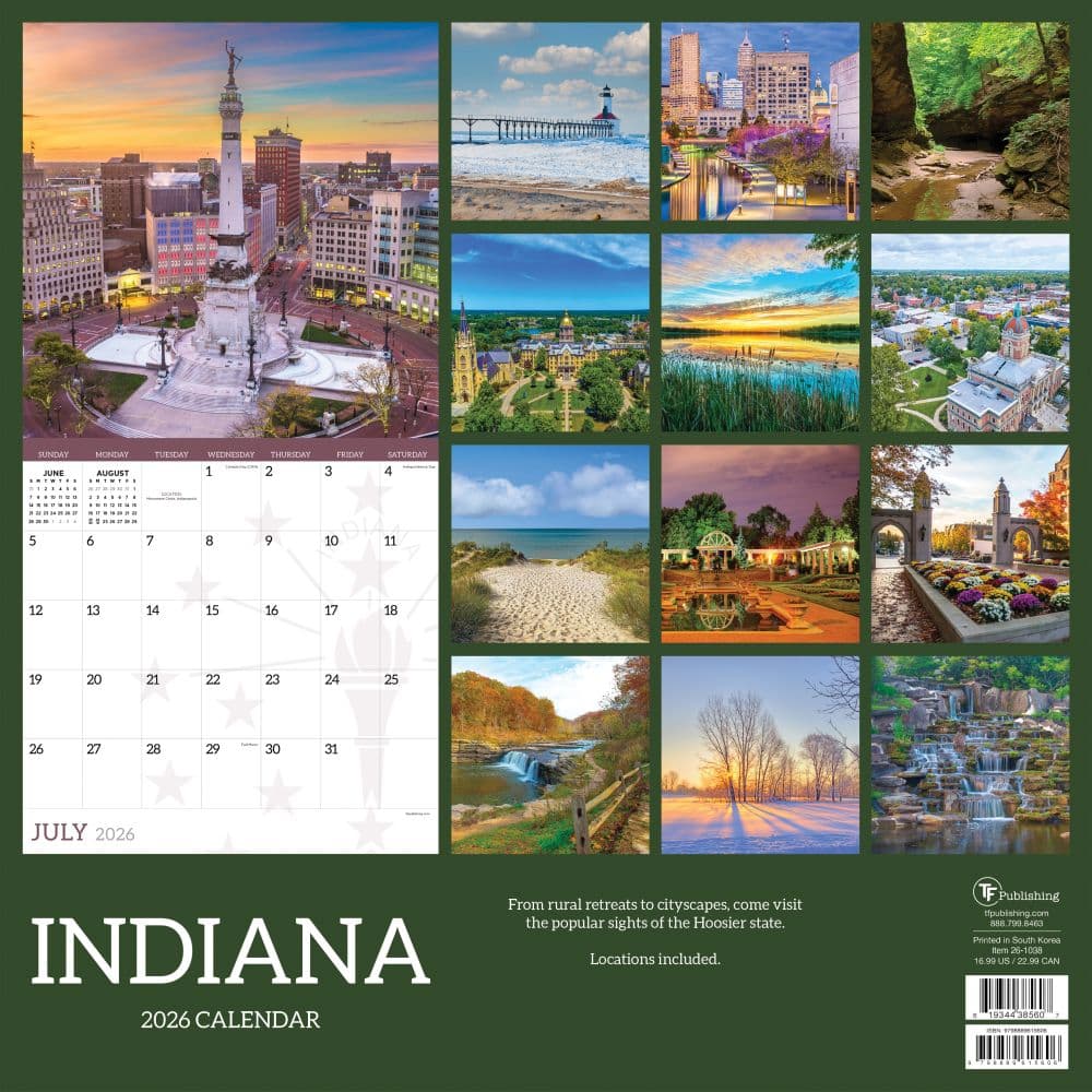 Indiana 2026 Wall Calendar First Alternate Image